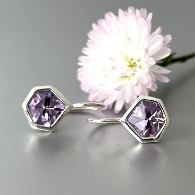 Ohrhänger "Lydia" - Amethyst & Silber Silberne Ohrringe mit Amethyst