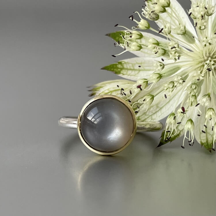 Ring "Neni" - Silber & Gold - Mondstein mondsteinring gold und silber